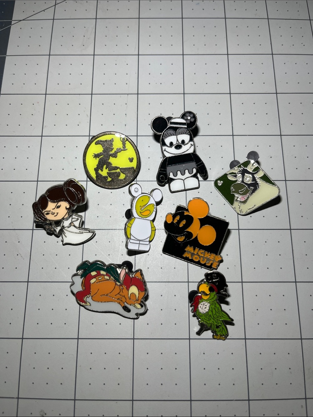 8 Disney-Inspired Black, Yellow & Green Enamel Pin Set